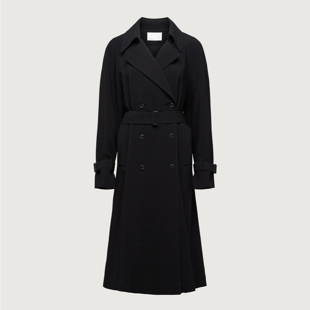 Oak + Fort Oversized Trench Coat in Black NWT Size XXS